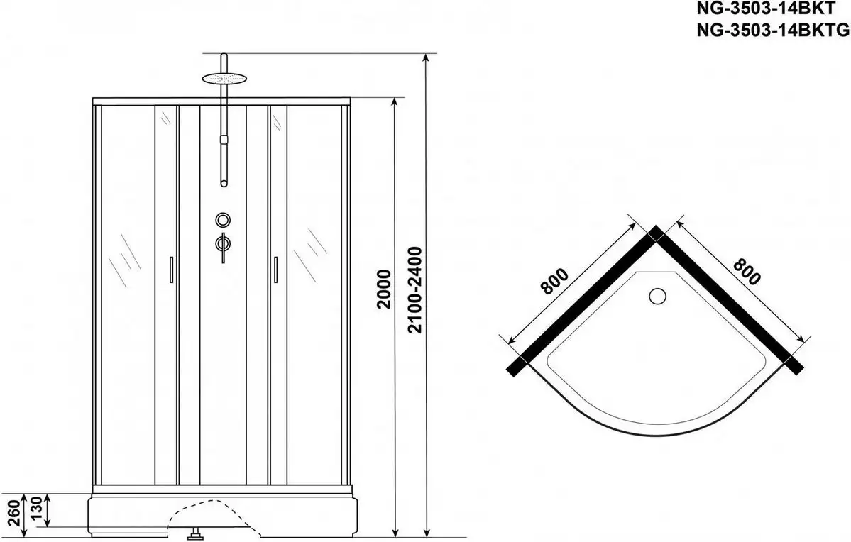 Душевая кабина Niagara NG-3503-14BKTG 80x80x215 (тонированное стекло) - фото товара