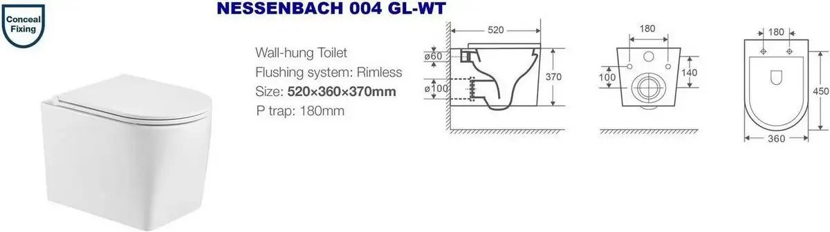 Унитаз подвесной WeltWasser Amberg 497 ST + Nesenbach 004 GL-WT + Amberg RD-WT - фото товара