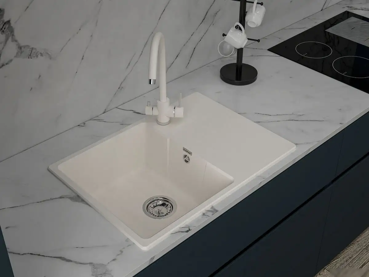 Кухонная мойка GranFest GF-Urban-668L (белый) - фото товара