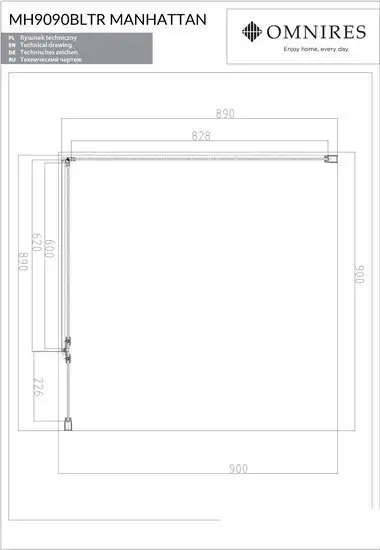 Душевой уголок Omnires Manhattan ADC12X-ABLTR + ADR80X-BLTR - фото товара