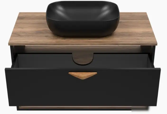 Brevita Тумба под умывальник Bergen 90 BER-07090-19-02-1Я (черный/темное дерево) – фото товара