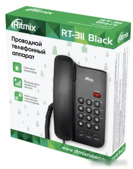 Проводной телефон Ritmix RT-311 (черный) – фото товара