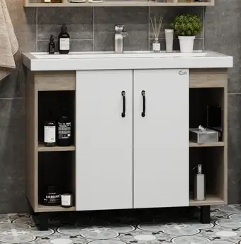 Onika Тумба под умывальник Тимбер 100.10 110011 (белый матовый/дуб сонома) – изображение в каталоге