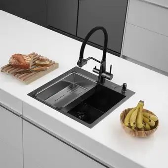 Кухонная мойка ARFEKA Eco AR мойка 500*500, коландер G, дозатор Black Decor Volcanic - изображение в каталоге