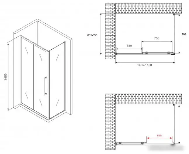 Душевой уголок Abber Schwarzer Diamant AG30150MH-S85M - фото товара