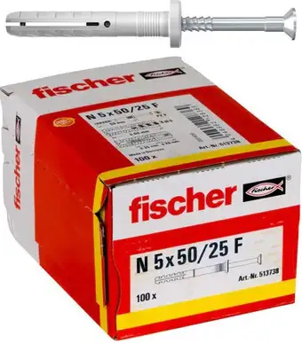 Дюбель-гвоздь Fischer N 5 x 50/25 F 513738 (100 шт) – изображение в каталоге