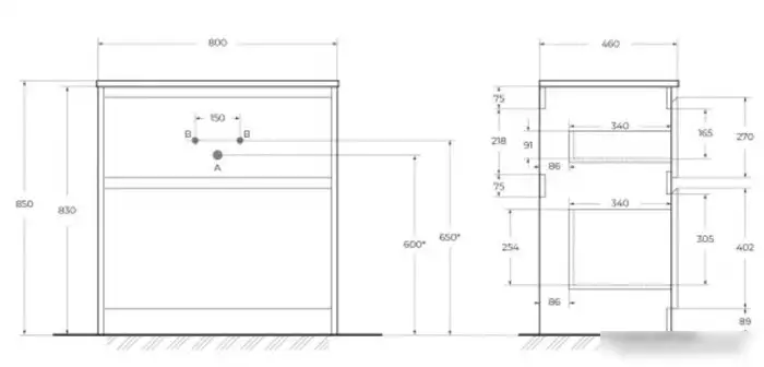 BelBagno Тумба под умывальник KRAFT-800-2C-PIA-RT – фото товара
