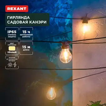 Новогодняя гирлянда Rexant Канэри 602-2422 – изображение в каталоге