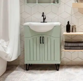 Runo Тумба с умывальником Runo Марсель 65 + Классик 65 (напольная, мята) – изображение в каталоге