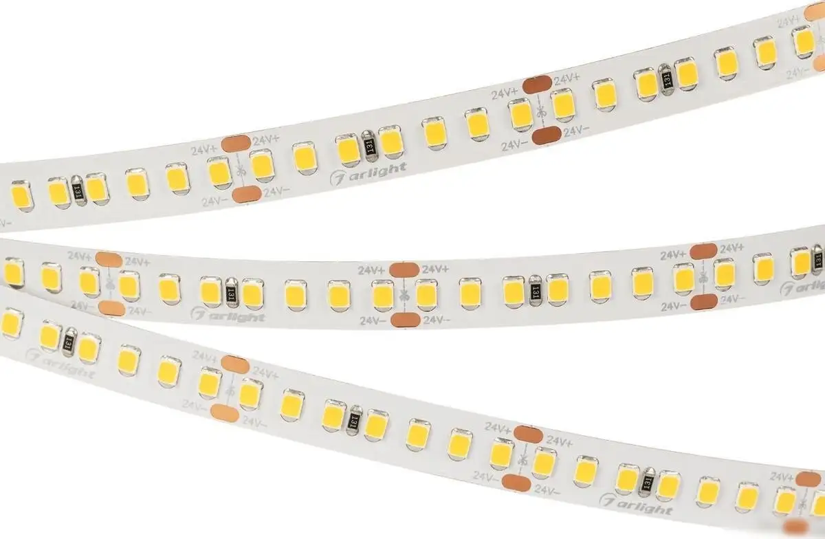 Светодиодная лента Arlight 17W/m 168Led/m 2835SMD теплый белый 5M UL-A168-10mm 24V Warm2700 042327 – фото товара