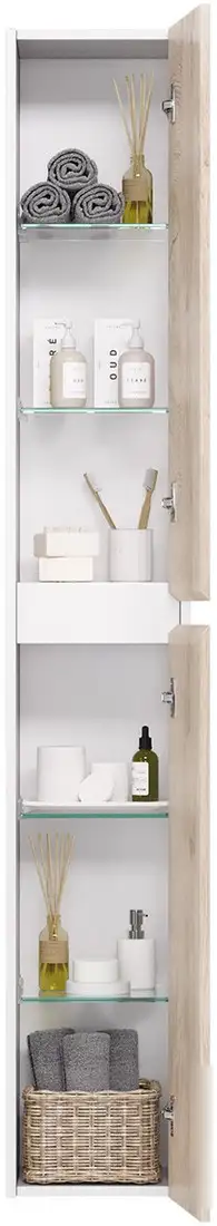 Dreja Шкаф-пенал Slim 30 99.0504 (белый глянцевый/дуб кантри) – фото товара