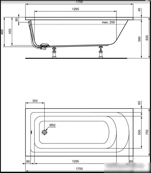 Ванна Ideal Standard Hot Line 170x75 K274601 - фото товара