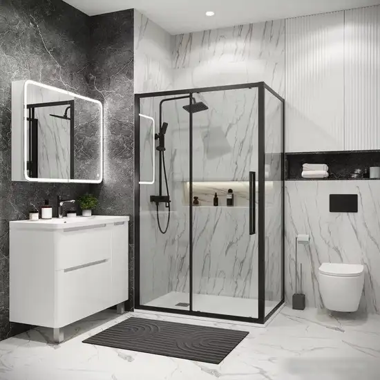 Душевая стенка Grossman Cosmo 90x195 200.K33.02.90.21.00 (черный матовый/стекло прозрачное) - фото товара