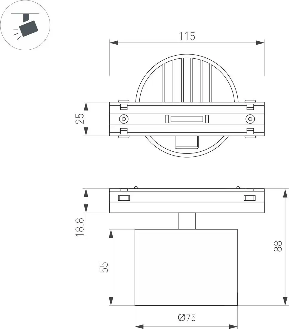 Трековый светильник Arlight MAG-VIBE-POINT-R75-10W Day4000-MIX BK 24deg 045000 – фото товара