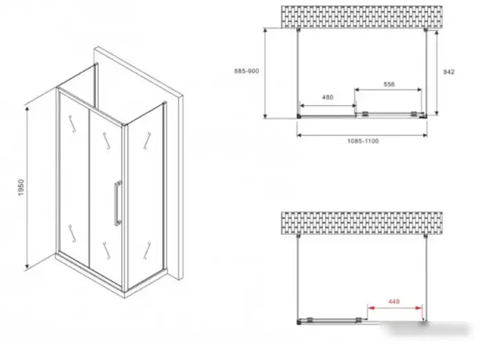 Душевой уголок Abber Schwarzer Diamant AG30110BMH-S90BM-S90BM - фото товара