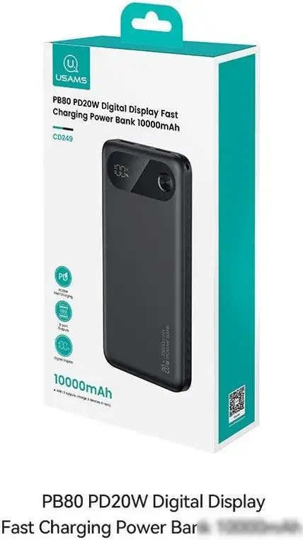 Внешний аккумулятор Usams CD249 PB80 10000mAh (черный) – фото товара