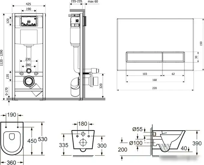 Унитаз Lavinia Boho Relfix Biore Rimless 7 в 1 87040106 (черное стекло) - фото товара