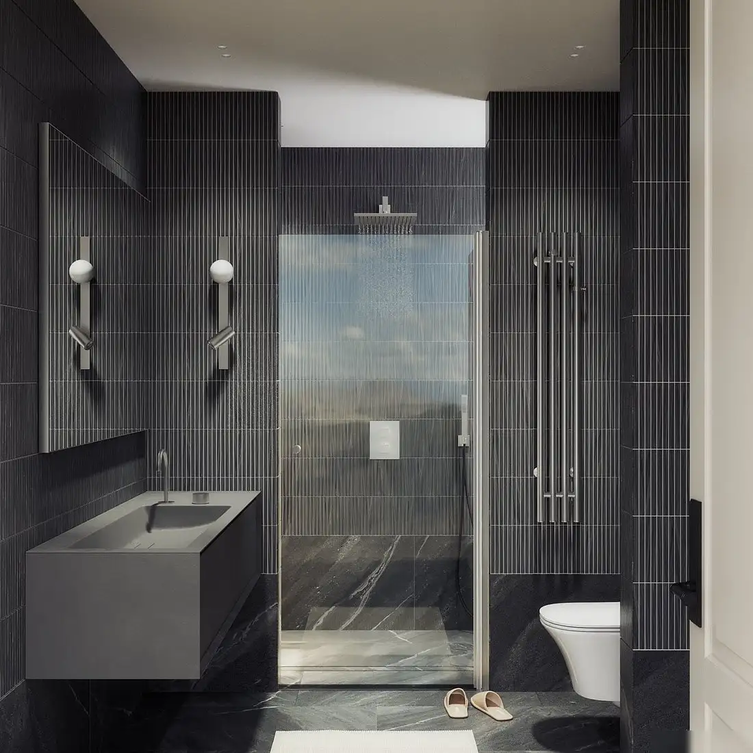 Душевая дверь MaybahGlass 198x60 MGD-446-5 (прозрачное стекло/хром матовый) - фото товара