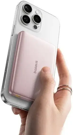 Внешний аккумулятор Baseus PicoGo AM41 Ultra-Slim Qi2 Magnetic Power Bank 10000mAh (розовый) – фото товара