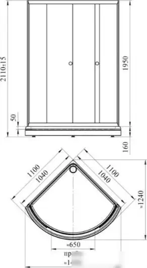 Душевой уголок Radomir Найт 110 1-03-6-0-0-0050 (прозрачное стекло/черный) - фото товара