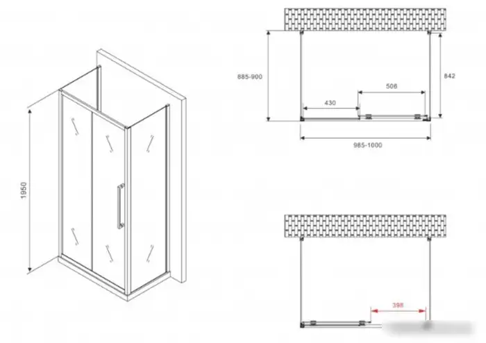 Душевой уголок Abber Schwarzer Diamant AG30100H-S90-S90 - фото товара