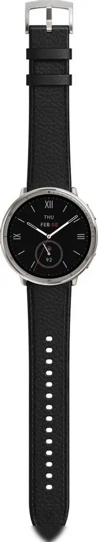 Умные часы Amazfit Active 2 Premium (серебристый, с черным кожаным ремешком) – фото товара