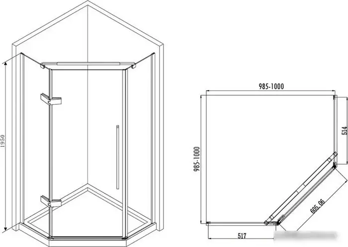 Душевой уголок Abber Ewiges Wasser AG05100B - фото товара