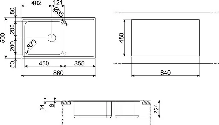 Кухонная мойка Smeg LGR861-2 - фото товара