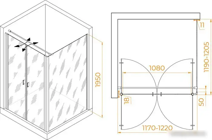 Душевой уголок RGW PA-134 (PA-104+Z-050-2+O-104) 060813422-011 120x120 (хром/прозрачное стекло) - фото товара