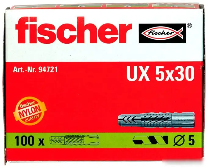 Дюбель универсальный Fischer UX 5x30 94721 (100 шт) – фото товара