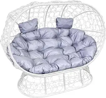 Садовый диван M-Group Лежебока 11190109 (на подставке с белым ротангом/серая подушка) – изображение в каталоге