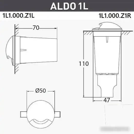 Тротуарный встраиваемый светильник Fumagalli Aldo 1L1.000.000.AXZ1L – фото товара