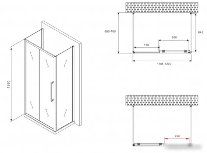 Душевой уголок Abber Schwarzer Diamant AG30120MH-S70M-S70M - фото товара
