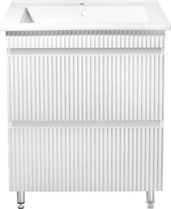 Runo Тумба с умывальником Runo Модена 65 + Оскар 65 (напольная, белый) – фото товара