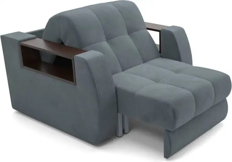 Кресло-кровать Мебель-АРС Барон №3 НПБ (велюр, серый/синий HB-178/26) – фото товара