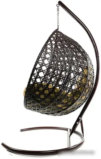 Подвесное кресло M-Group Капля Люкс 11030201 (коричневый ротанг/бежевая подушка) – фото товара