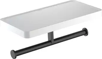 Держатель для туалетной бумаги Aquatek Европа AQ4919MB (с полкой, черный матовый) – изображение в каталоге