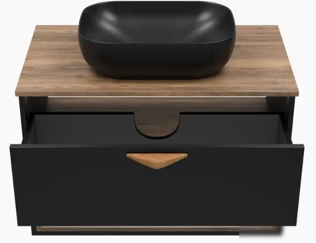 Brevita Тумба под умывальник Bergen 80 BER-07080-19-02-1Я (черный/темное дерево) – фото товара