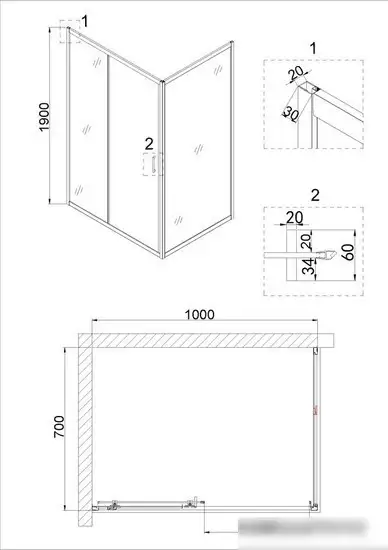 Душевой уголок Niagara NG-82-10AB-A70B 100x70 - фото товара