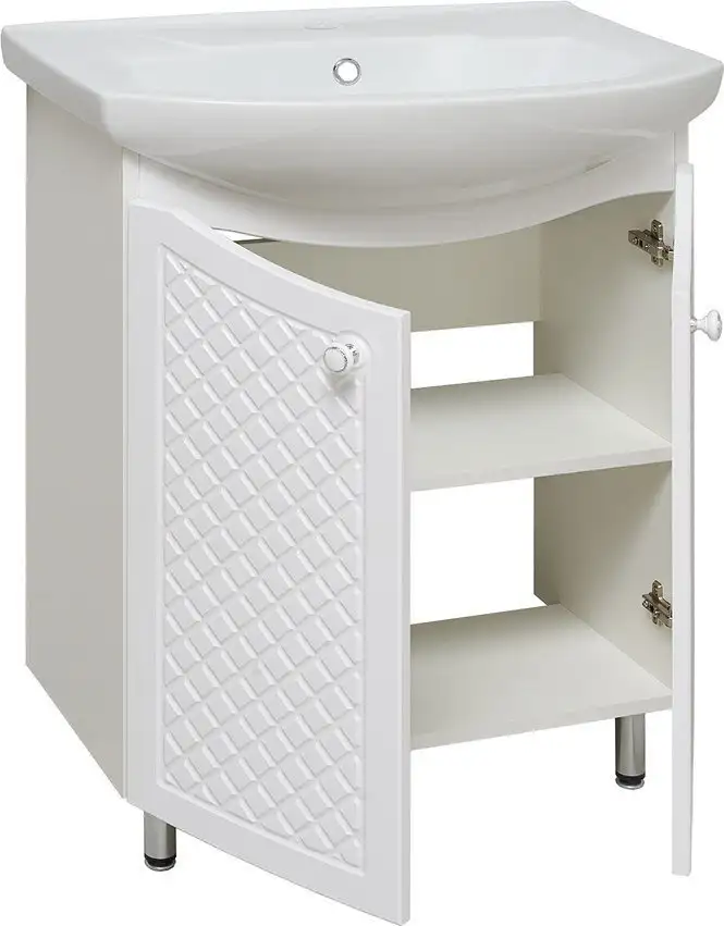 Runo Тумба с умывальником Runo Милано 65 + Элеганс 65 (напольная, белый) – фото товара