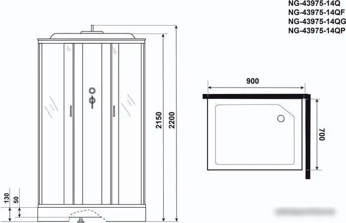 Душевая кабина Niagara NG-43975-14Q 90x70x215 - фото товара