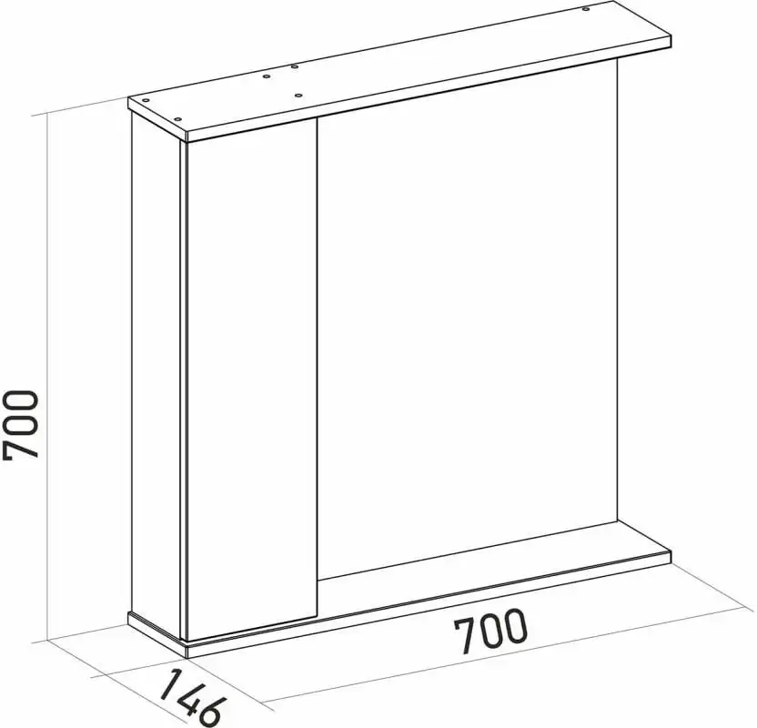 Mixline Шкаф с зеркалом для ванной Лайн 70 553015 (левый, с подсветкой) – фото товара