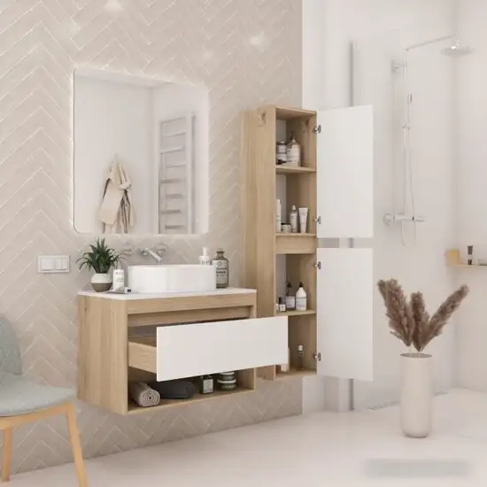 Teymi Тумба под умывальник Ritta 75 T60521 (дуб эврика/белый матовый) – фото товара