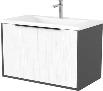 Дабер Тумба под умывальник 018 Andrea Elen 80 Т18.8А.0.20Ч (белый древесный/серый/ручка черная) – изображение в каталоге