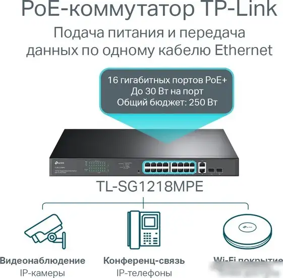 Настраиваемый коммутатор TP-Link TL-SG1218MPE V4.20 – фото товара