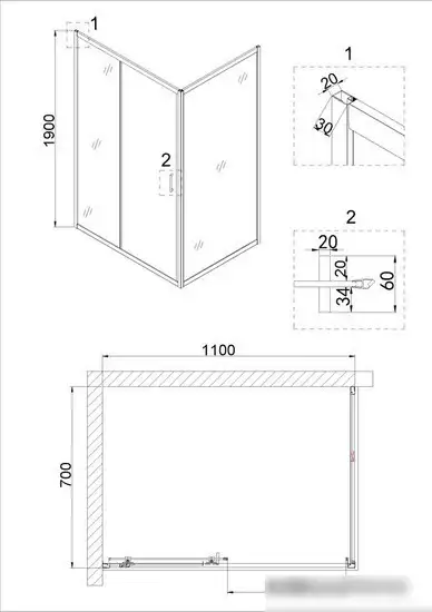Душевой уголок Niagara NG-62-11A-A70 110x70 - фото товара