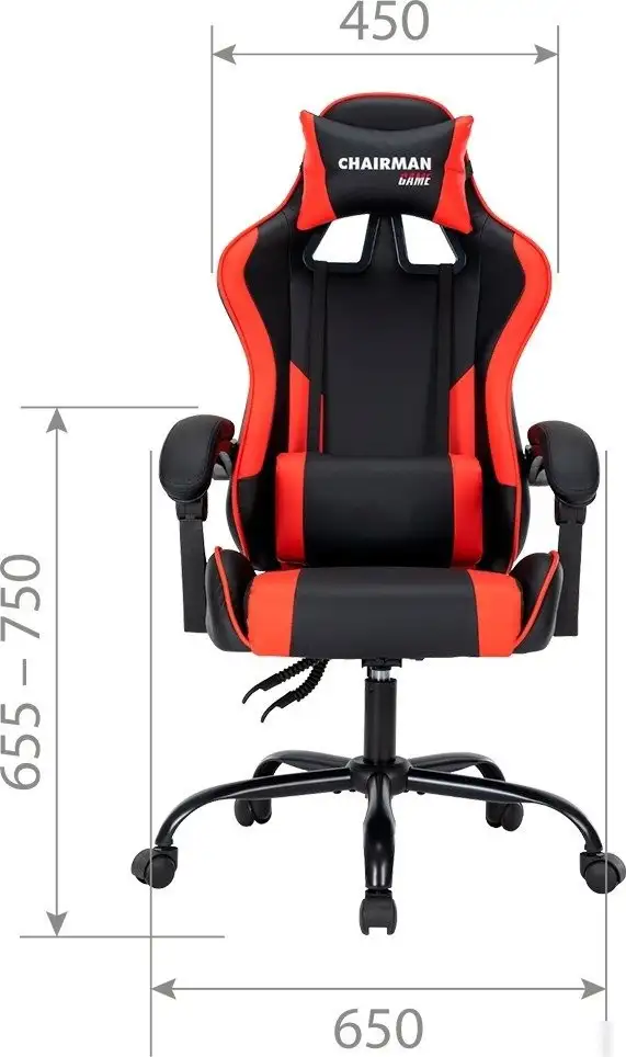 Игровое (геймерское) кресло CHAIRMAN CH41 (экокожа, черно-красный) – фото товара