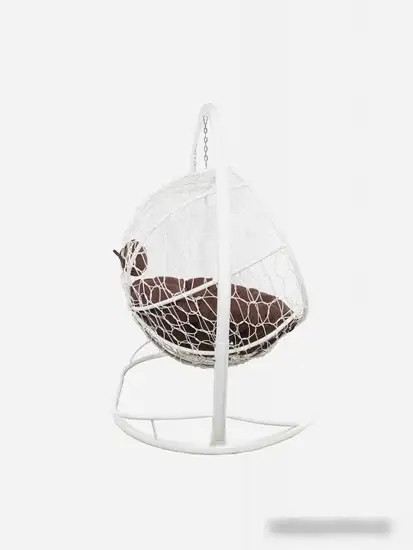 Подвесной диван M-Group Лежебока 11180105 (с белым ротангом/коричневая подушка) – фото товара