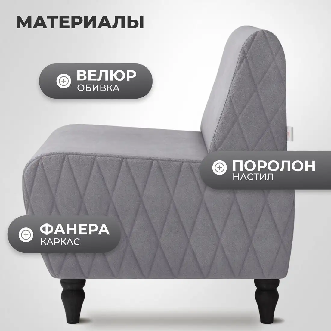 Интерьерное кресло MONOFIX Буно кресло (велюр/светло-серый №7)