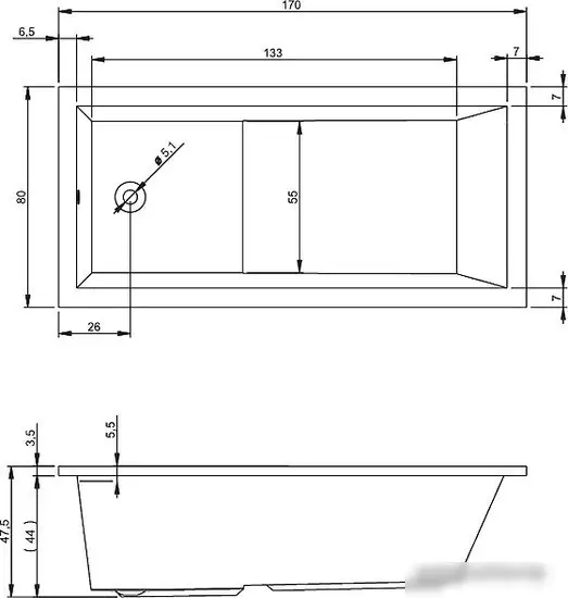 Ванна Riho Lusso Plus 170x80 BA12005 (с ножками и экраном) - фото товара